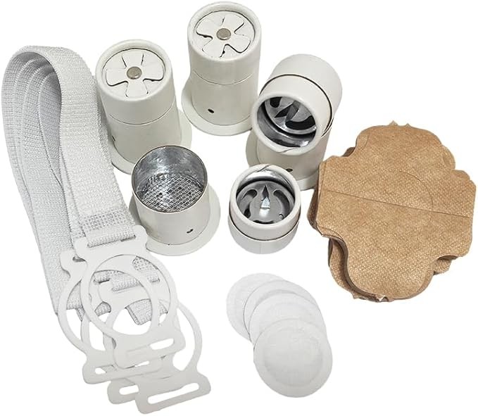 Moxibustion Box Kit - 4 Paper Moxa Box 艾灸盒 (Flame-Resistant Inner Lining) with 60 Stickers, 4 Adjustable Straps & 4 Heat Shields