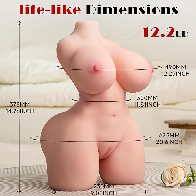 Sex Doll Male Sex Toys - baiwatt Adult Toys with 2:1 Hip-to-Waist Ratio Big Boobs & Soft Ass, Sex Dolls for Men Realistic Textured Vaginal Anal Tunnel, Pocket Pussy Male Masturbator Built-in Skeleton