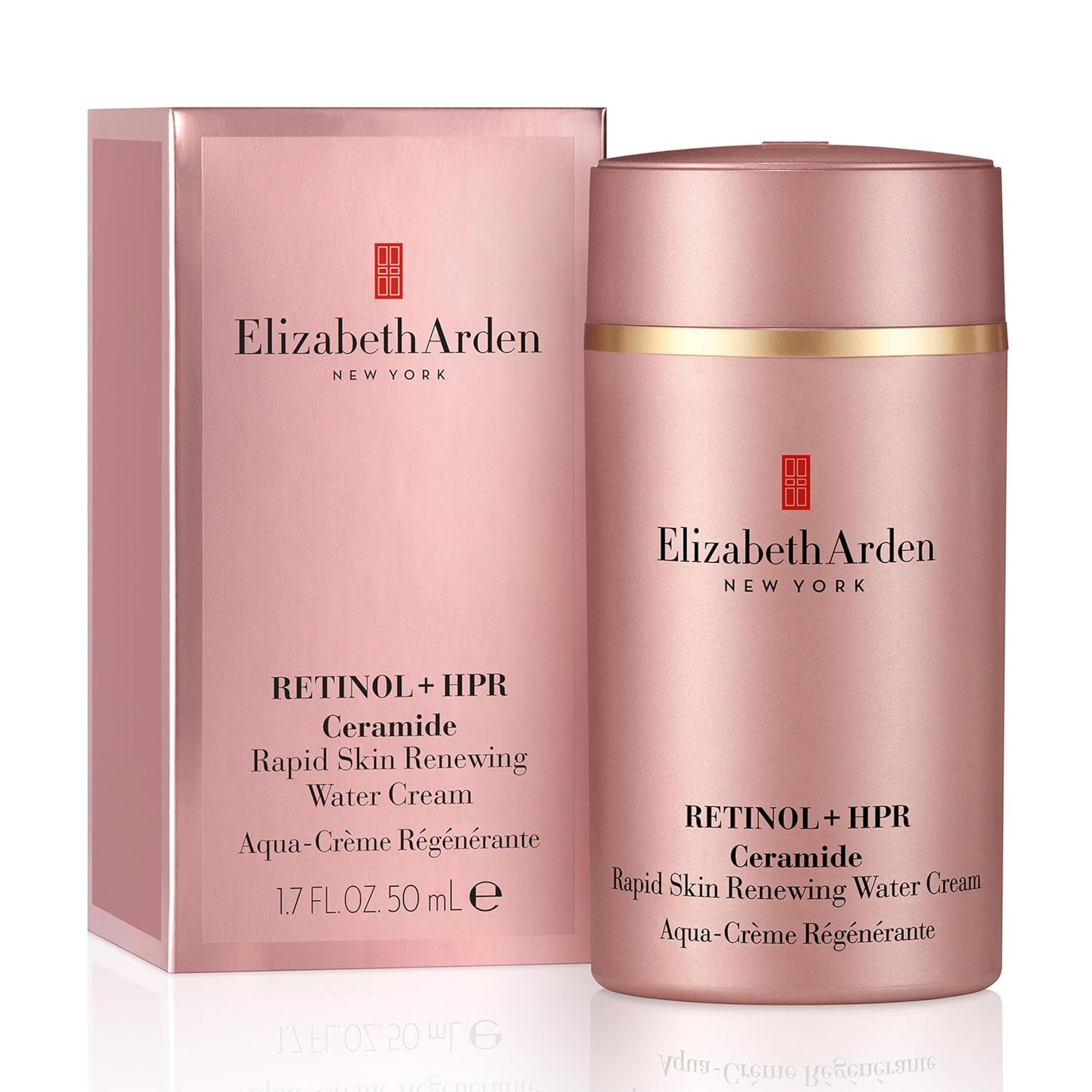Elizabeth Arden Retinol + HPR Ceramide Rapid Skin Renewing Water Cream Face Moisturizer, Anti-Aging Wrinkle Treatment, Niacinamide, Hyaluronic Acid, Ceramides & Peptides, 1.7 fl oz