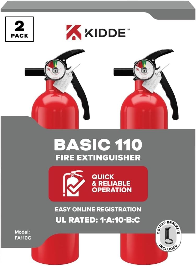 Kidde Multi Purpose Fire Extinguisher for Home, Office, Dorm, Residential, 1A10BC, 2 Pack